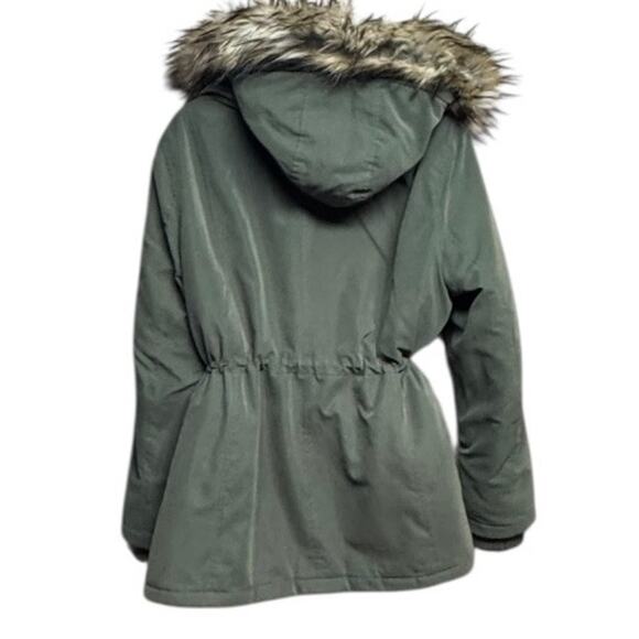 DKNY Faux-Fur Trim Hooded Water-Resistant Coat Loden Green Size XL - Picture 4 of 10